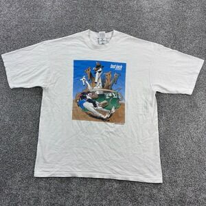 Vintage‎ Fast Jack Speedware Shirt Mens XL White Dog Human Racing Parody Cartoon